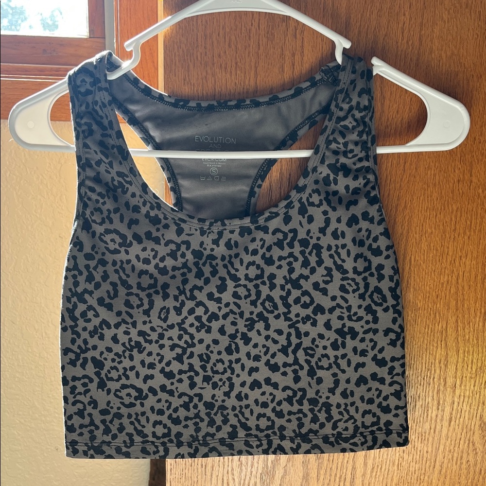 Leopard Print Cropped Workout Top